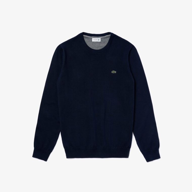 Lacoste Caviar Piqué Accent Genser Marineblå Blå Hvite Marineblå Blå | 8Wr3iFVO