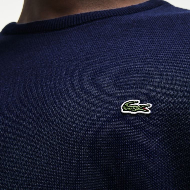 Lacoste Caviar Piqué Accent Genser Marineblå Blå Hvite Marineblå Blå | 8Wr3iFVO