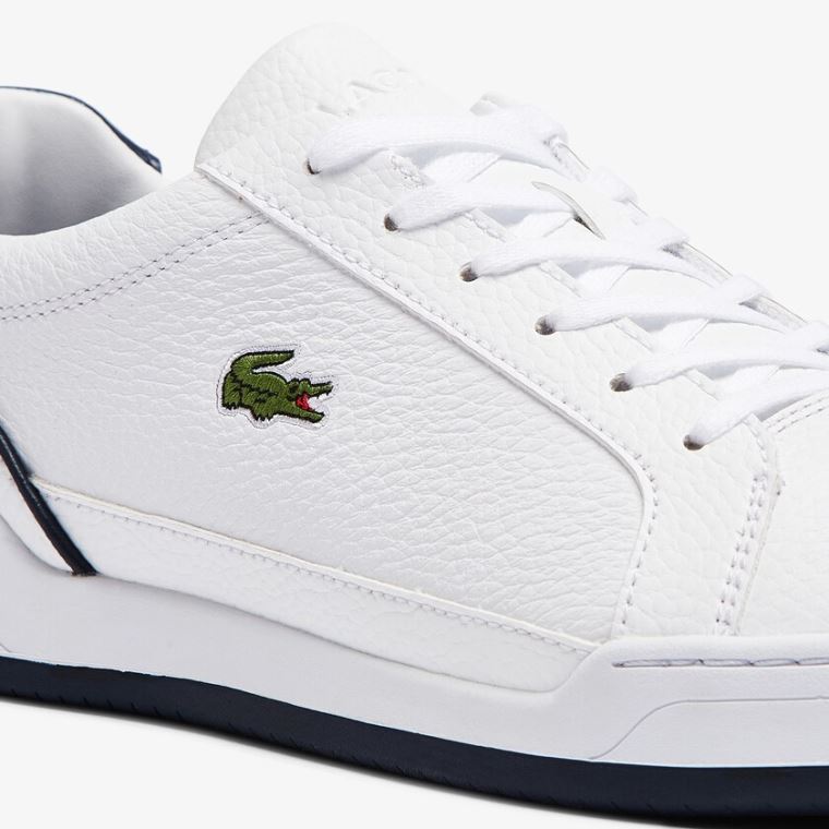 Lacoste Challenge Lær Sneakers Hvite Marineblå | rgtwEgMs