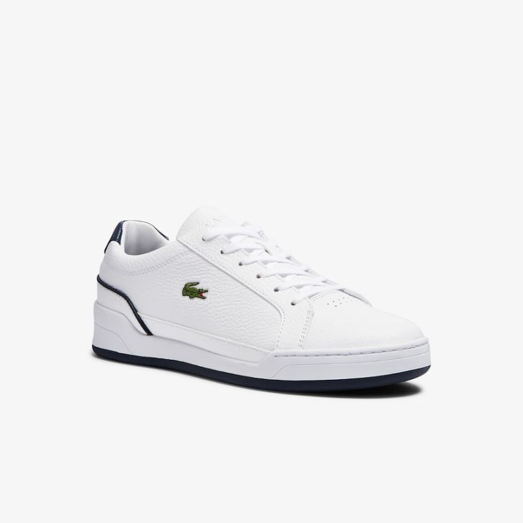 Lacoste Challenge Lær Sneakers Hvite Marineblå | rgtwEgMs