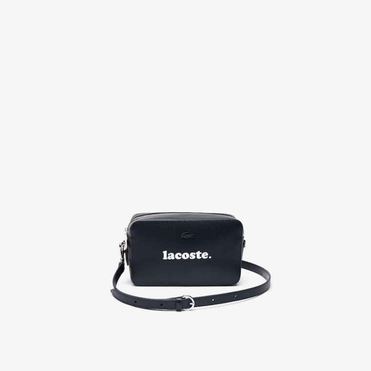 Lacoste Chantaco Branded Lær Shoulder Bag Svarte | w9bx3oC0