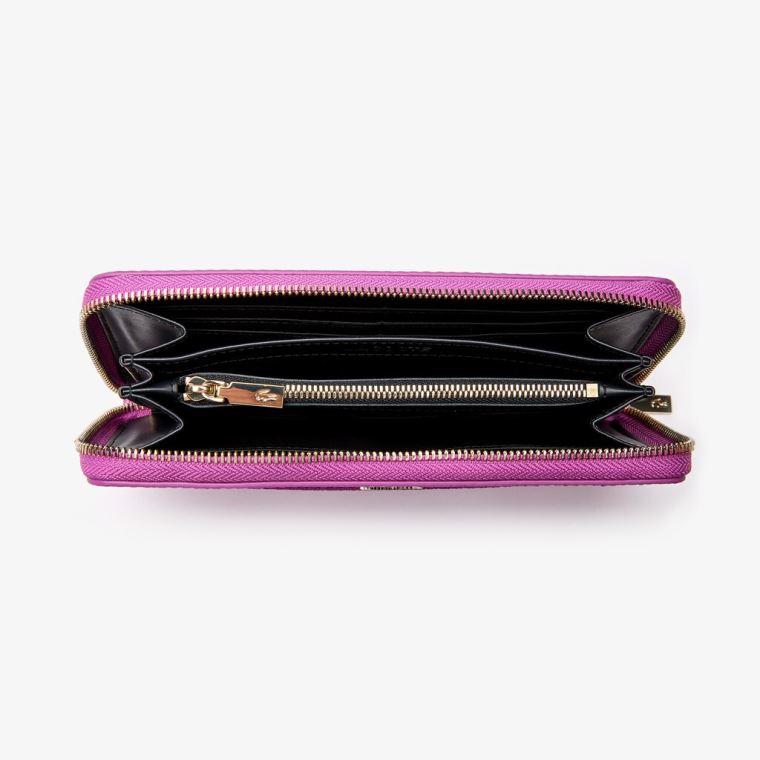 Lacoste Chantaco Lær 12 Card Wallet Rosa | TNuEa9y2