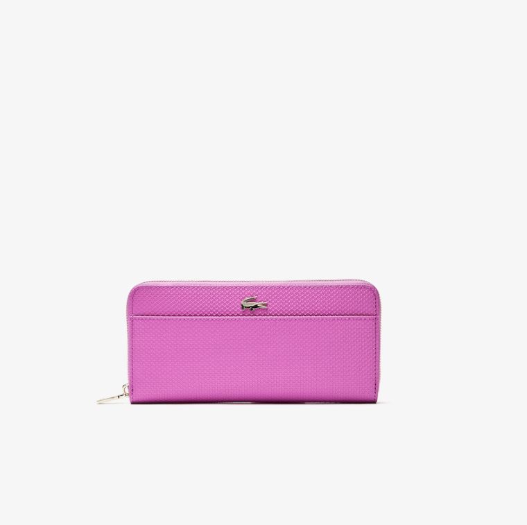 Lacoste Chantaco Lær 12 Card Wallet Rosa | TNuEa9y2