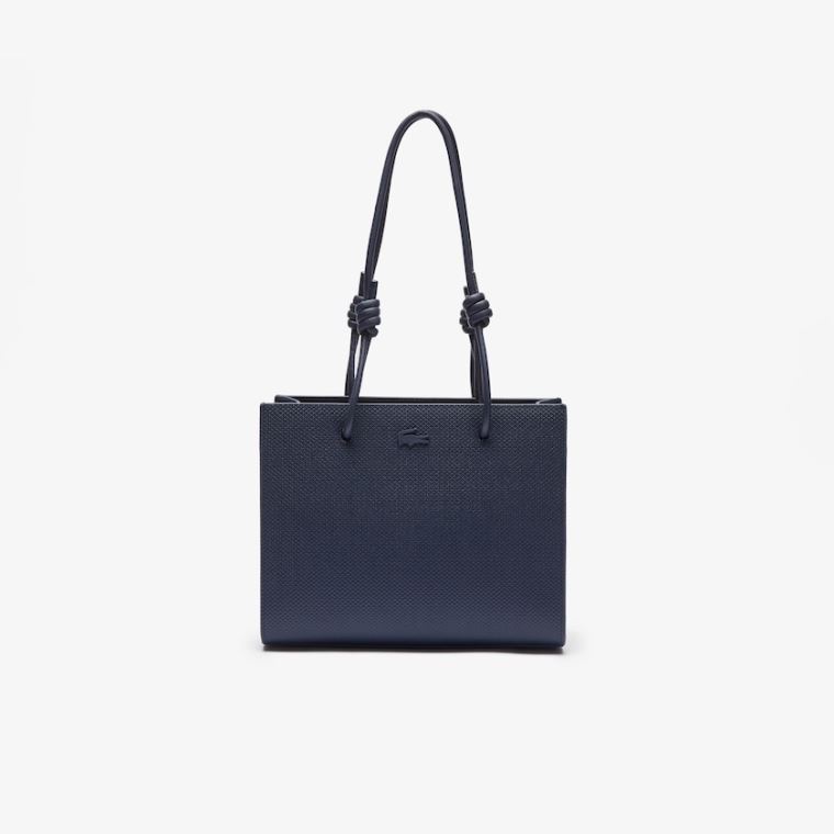 Lacoste Chantaco Matte Piqué Lær Shoulder Slung Handbag Marineblå Blå | 5CUE9CtI