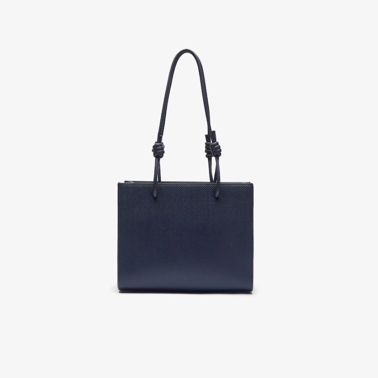 Lacoste Chantaco Matte Piqué Lær Shoulder Slung Handbag Marineblå Blå | 5CUE9CtI