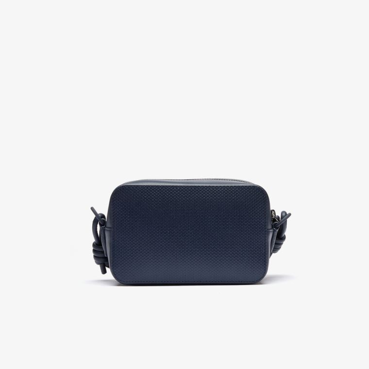 Lacoste Chantaco Matte Piqué Lær Shoulder Bag Marineblå Blå | 7djHdsDz