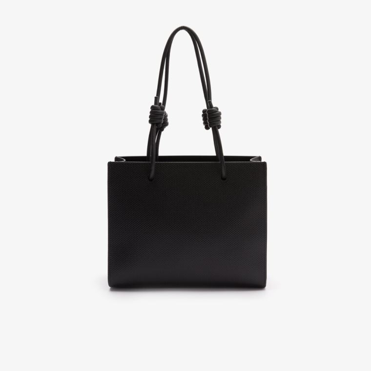 Lacoste Chantaco Matte Piqué Lær Shoulder Slung Handbag Svarte | ZN4kP8rz