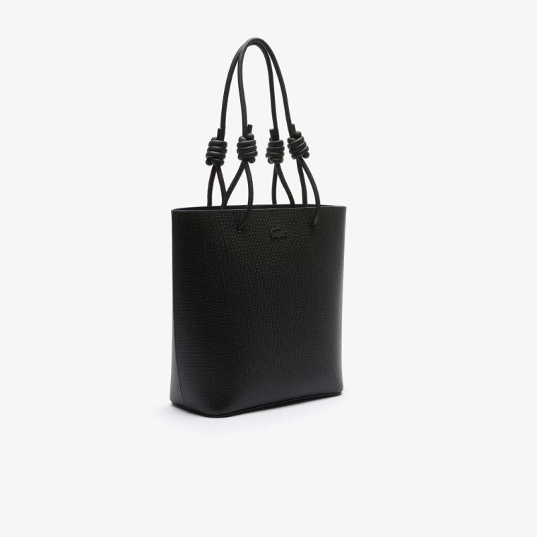 Lacoste Chantaco Matte Piqué Lær Vertical Tote Bag Svarte | wJmJCanr