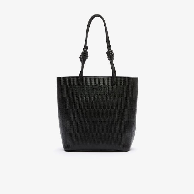 Lacoste Chantaco Matte Piqué Lær Vertical Tote Bag Svarte | wJmJCanr