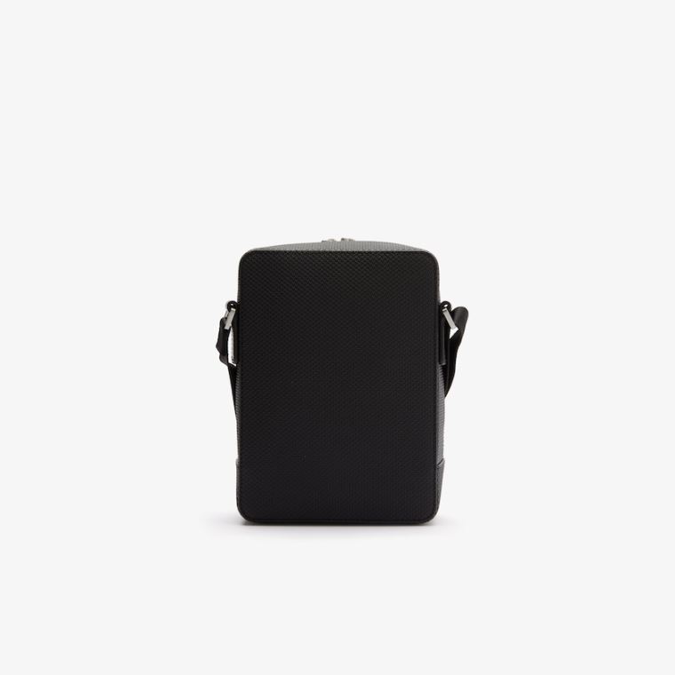 Lacoste Chantaco Matte Stitched Lær Vertical Camera Bag Svarte | G7b6UR7m