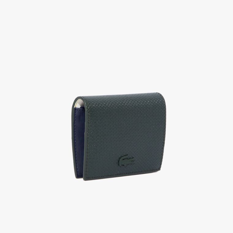 Lacoste Chantaco Nœud Small Piqué Lær Snap Coin Pouch Mørke Grønn | NZTlRbuP