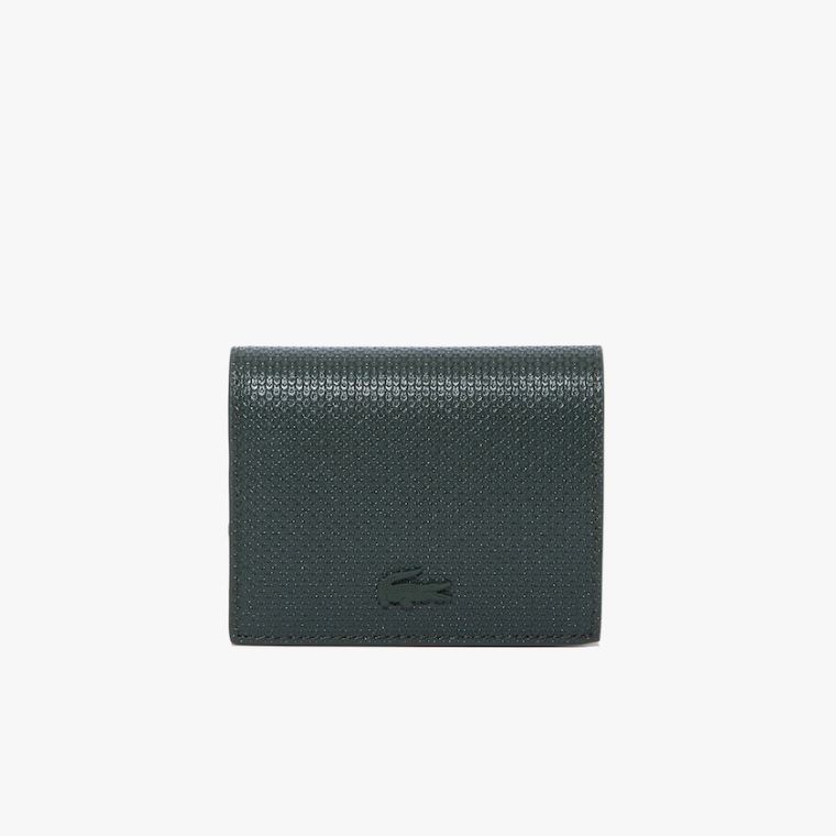 Lacoste Chantaco Nœud Small Piqué Lær Snap Coin Pouch Mørke Grønn | NZTlRbuP