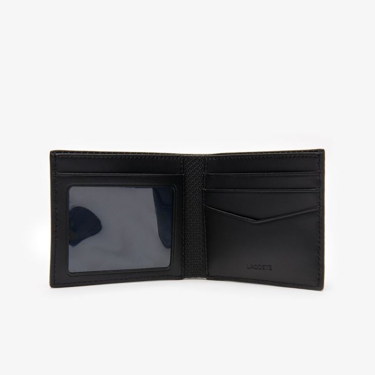 Lacoste Chantaco Piqué Lær 3 Card Wallet Svarte | 65yYDl2Z