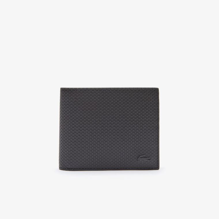 Lacoste Chantaco Piqué Lær 8 Card Wallet Svarte | A17XDNPn