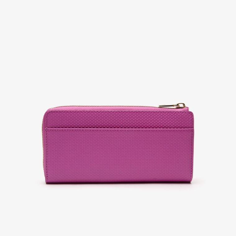 Lacoste Chantaco Piqué Lær 8-Card Zip Wallet Rosa | Vbuk9hP8