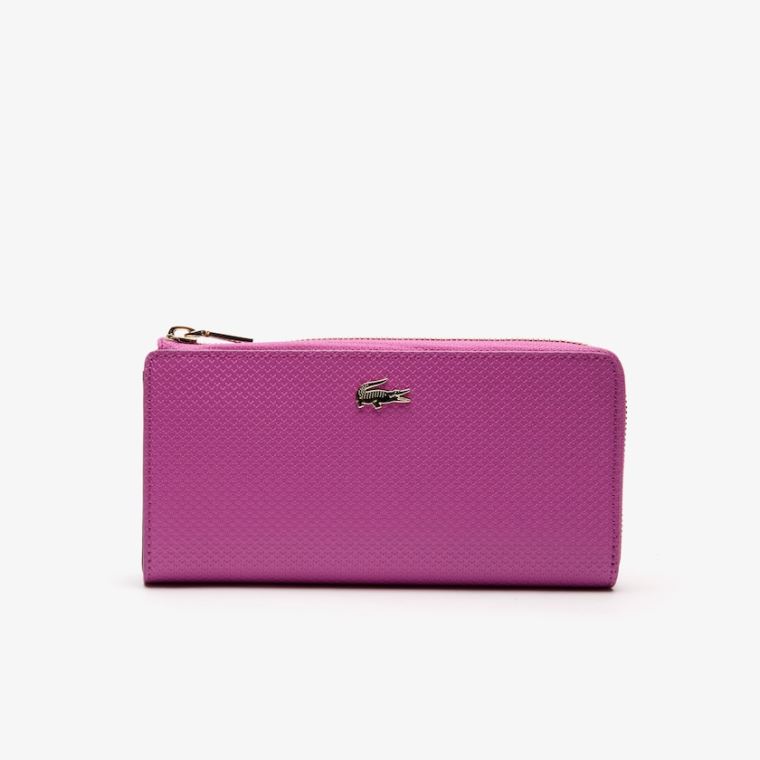 Lacoste Chantaco Piqué Lær 8-Card Zip Wallet Rosa | Vbuk9hP8