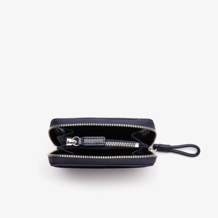 Lacoste Chantaco Piqué Lær Mini Coin Pouch Marineblå Blå | Scrwt3oE