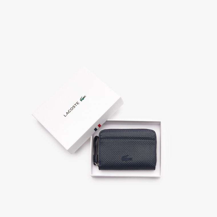 Lacoste Chantaco Piqué Lær Mini Coin Pouch Marineblå Blå | Scrwt3oE