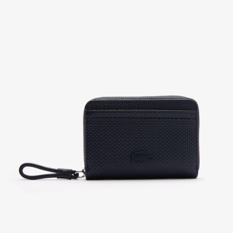 Lacoste Chantaco Piqué Lær Mini Coin Pouch Marineblå Blå | Scrwt3oE