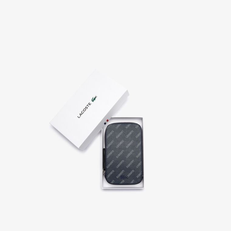 Lacoste Chantaco Signature Piqué Lær Smartphone Neck Pouch Marineblå Blå Hvite Svarte | onuJ7Nhb