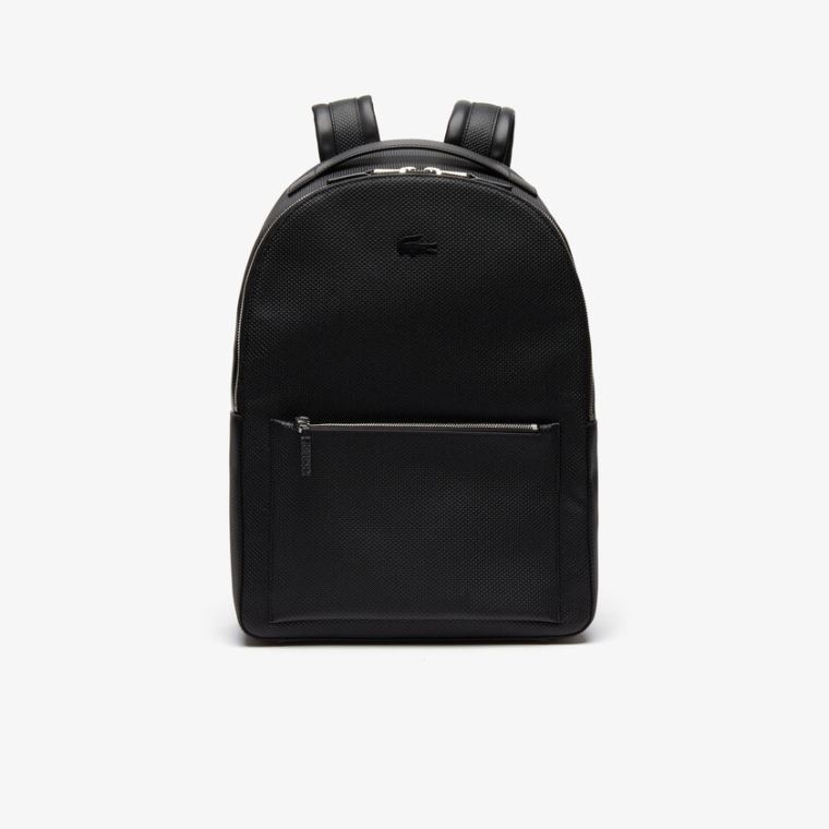 Lacoste Chantaco Soft Lær Zip Backpack Svarte | kLeSpRuK