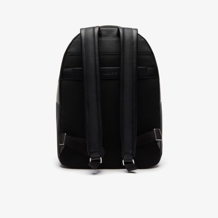 Lacoste Chantaco Soft Lær Zip Backpack Svarte | kLeSpRuK