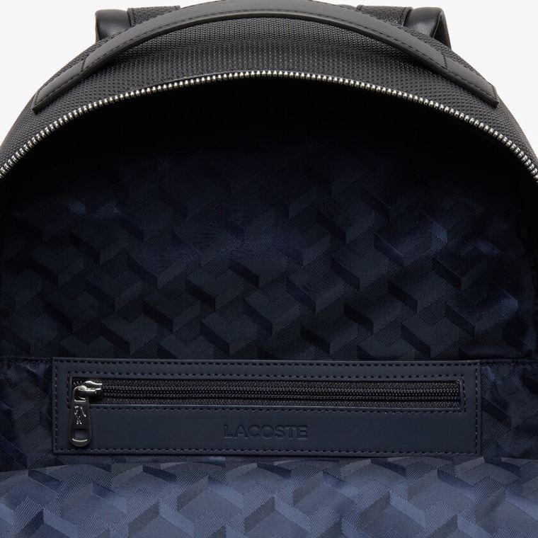 Lacoste Chantaco Soft Lær Zip Backpack Svarte | kLeSpRuK