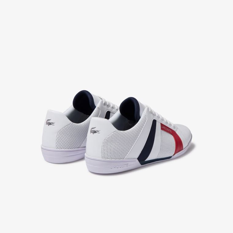 Lacoste Chaymon Club Lær and Mesh Sneakers Hvite Marineblå | vQPZOeiw