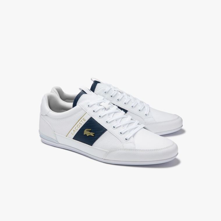 Lacoste Chaymon Lær and Carbon Fibre Sneakers Hvite Hvite | BSGVVIwk