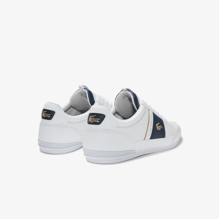 Lacoste Chaymon Lær and Carbon Fibre Sneakers Hvite Hvite | BSGVVIwk