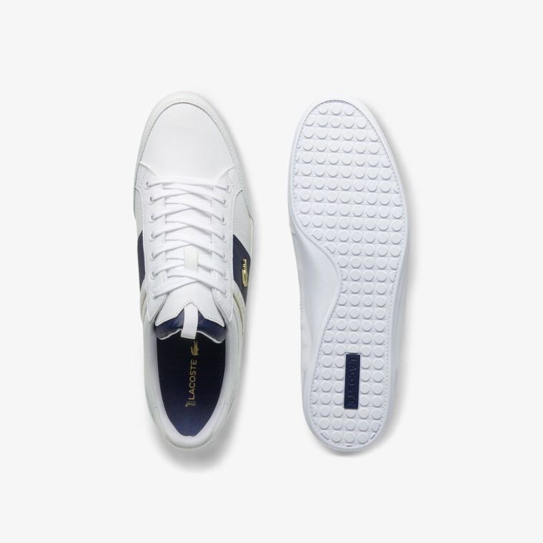 Lacoste Chaymon Lær and Carbon Fibre Sneakers Hvite Hvite | BSGVVIwk