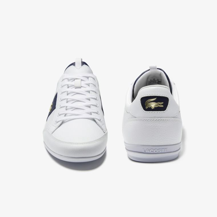 Lacoste Chaymon Lær and Carbon Fibre Sneakers Hvite Hvite | BSGVVIwk