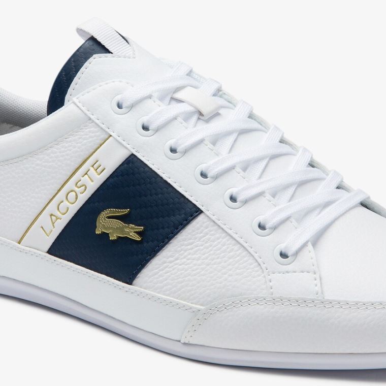 Lacoste Chaymon Lær and Carbon Fibre Sneakers Hvite Hvite | BSGVVIwk