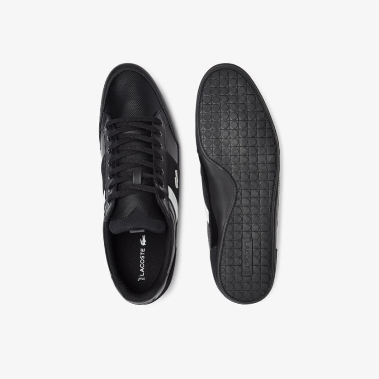 Lacoste Chaymon Lær and Semsket Skinn Sneakers Svarte | DdYol5H8