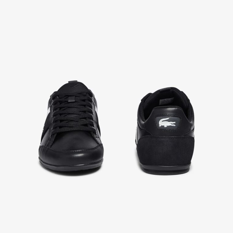 Lacoste Chaymon Lær and Semsket Skinn Sneakers Svarte | DdYol5H8