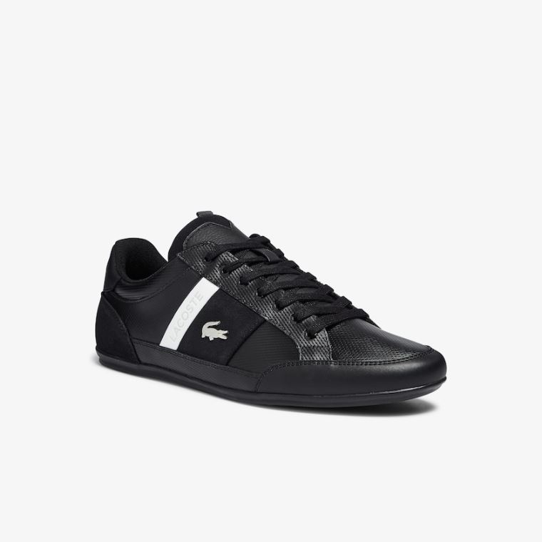 Lacoste Chaymon Lær and Semsket Skinn Sneakers Svarte | DdYol5H8