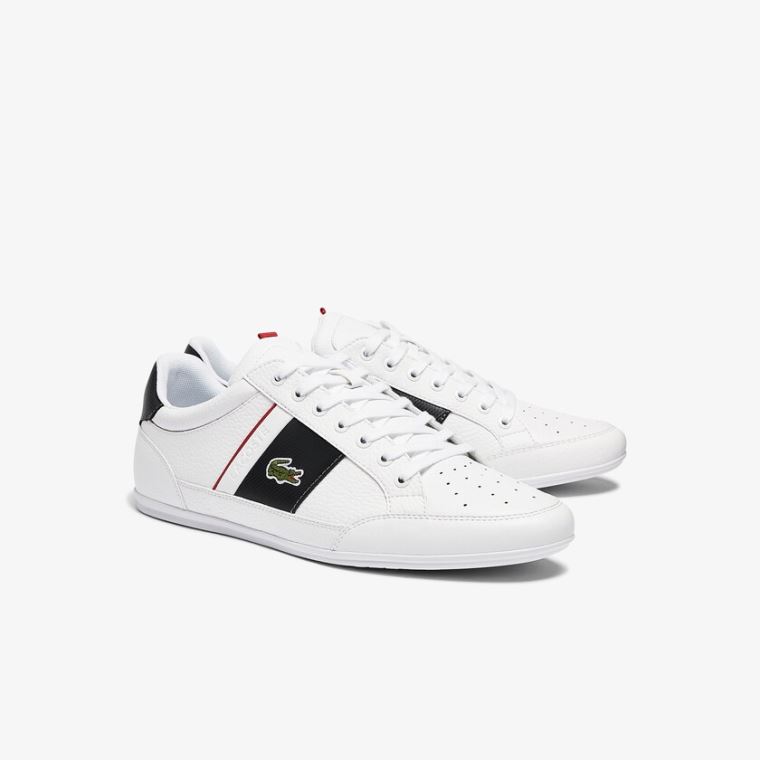 Lacoste Chaymon Lær and Syntetisk Sneakers Hvite Mørke Grå | uAPI7m4y