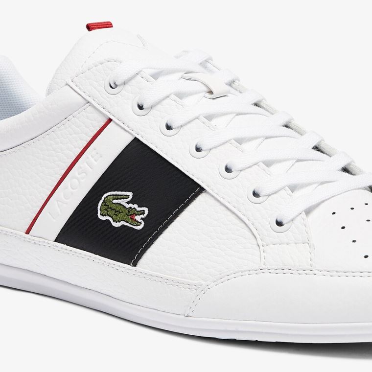 Lacoste Chaymon Lær and Syntetisk Sneakers Hvite Mørke Grå | uAPI7m4y