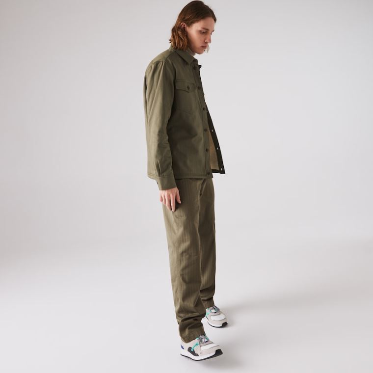 Lacoste Chevron Textured Bomull Cargo Pants Khaki Grønn | ty3v4f2J