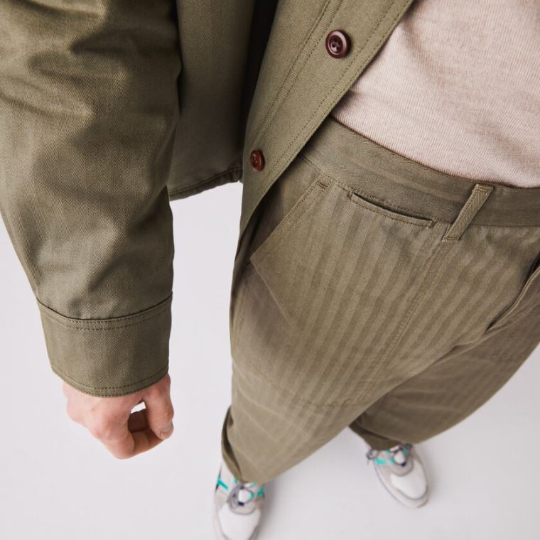 Lacoste Chevron Textured Bomull Cargo Pants Khaki Grønn | ty3v4f2J