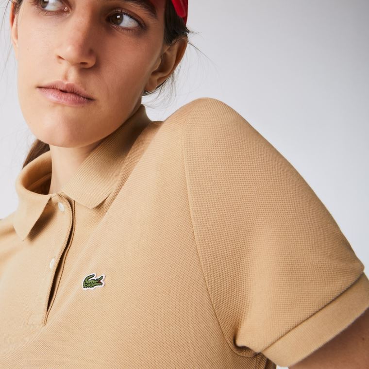 Lacoste Classic Fit Soft Bomull Petit Piqué Polo Beige | RIRQeuFB