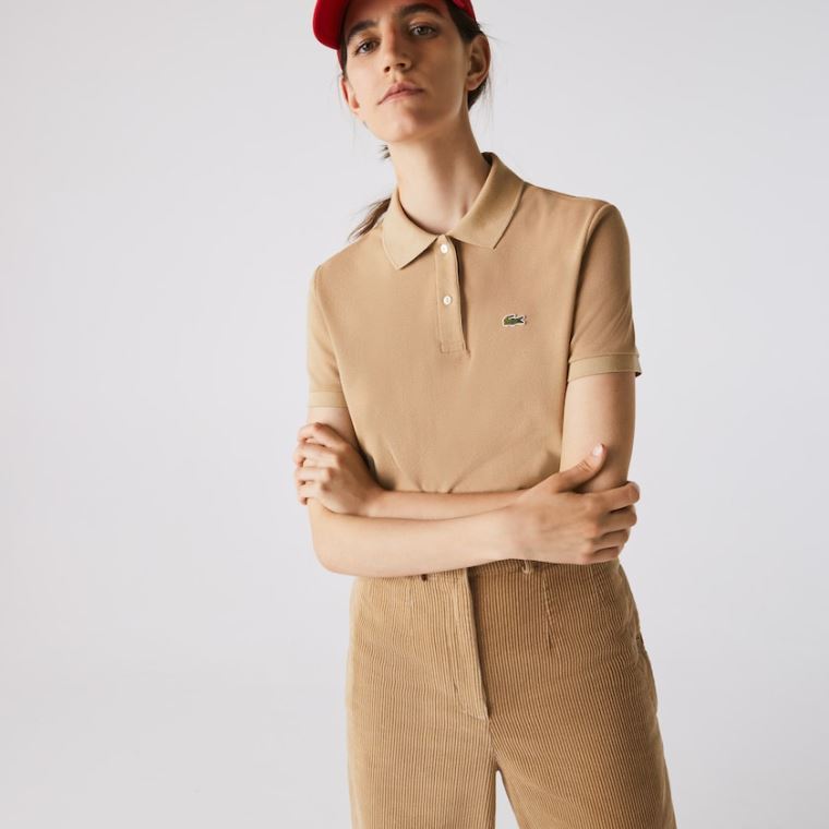 Lacoste Classic Fit Soft Bomull Petit Piqué Polo Beige | RIRQeuFB