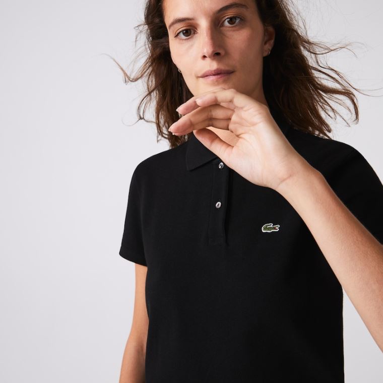 Lacoste Classic Fit Soft Bomull Petit Piqué Polo Svarte | YiDWdETW