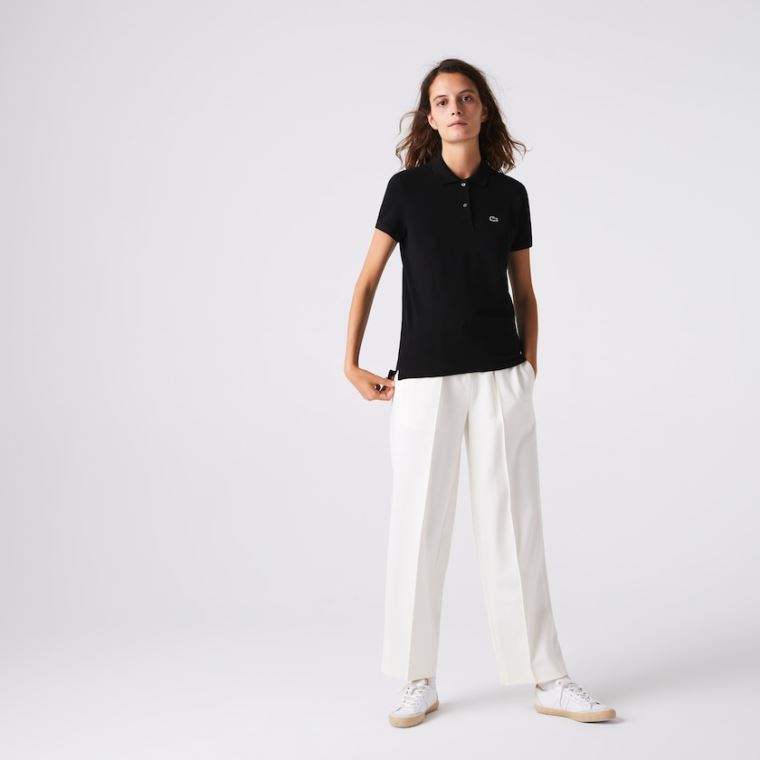 Lacoste Classic Fit Soft Bomull Petit Piqué Polo Svarte | YiDWdETW