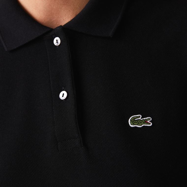 Lacoste Classic Fit Soft Bomull Petit Piqué Polo Svarte | YiDWdETW