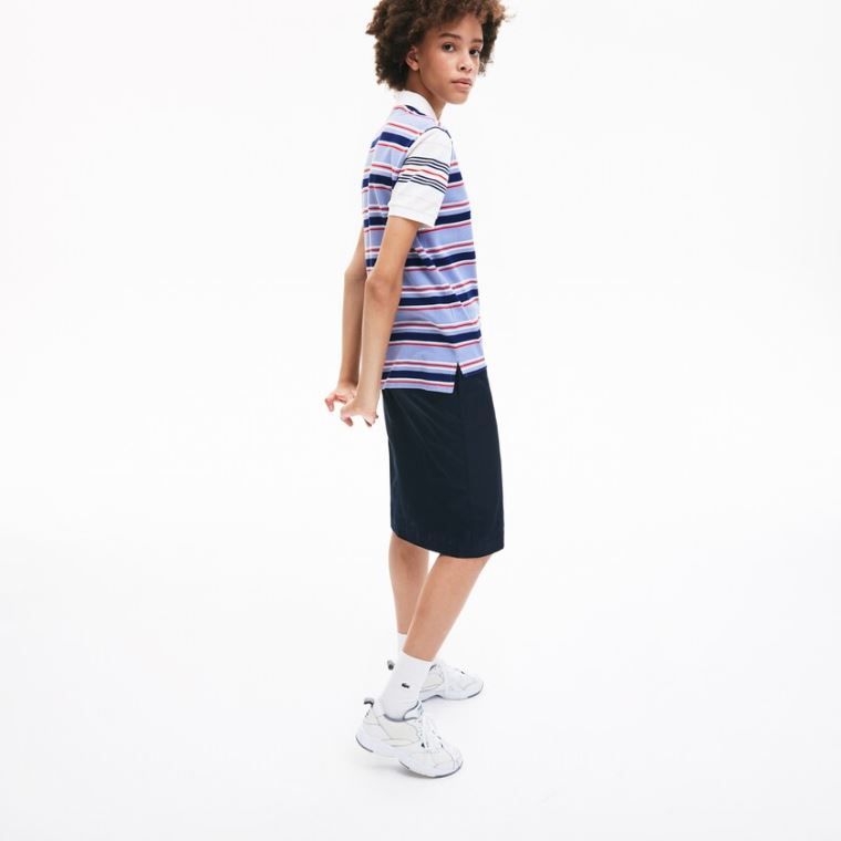 Lacoste Classic Fit Striped Bomull Polo Shirt Lilla Marineblå Blå Hvite Rød Lyse Rosa | VnsXZrvY