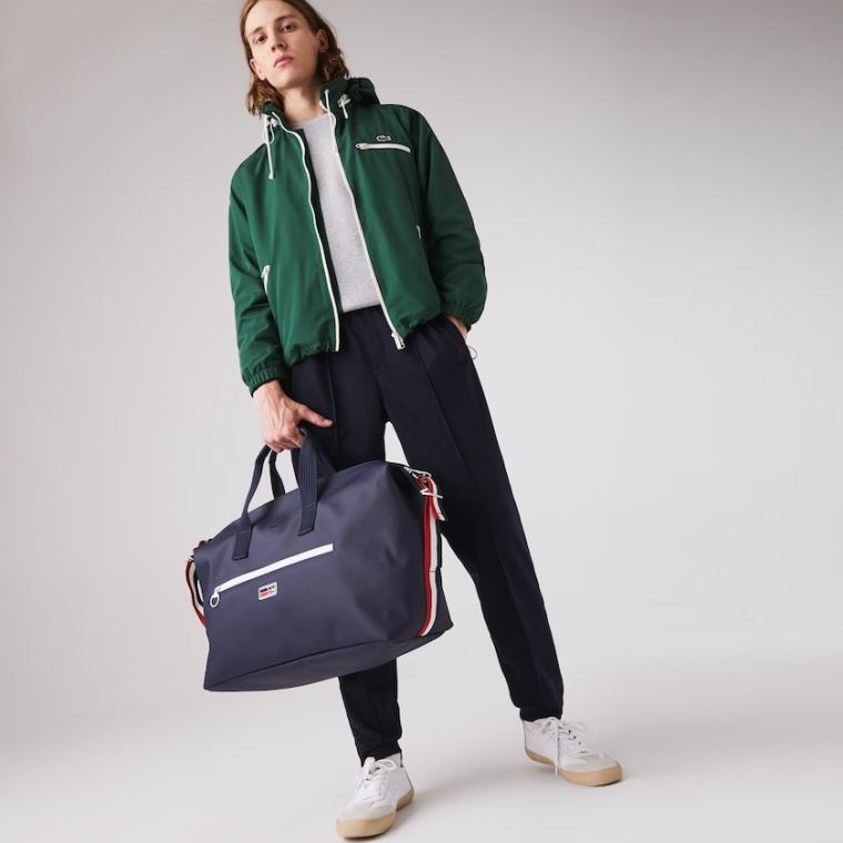 Lacoste Classic Tricolour Accents Weekender Bag Marineblå Blå Hvite Rød | 6SdEF0BA