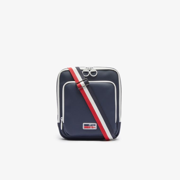 Lacoste Classic Tricolour Shoulder Reima And Badge Crossbody Bag Marineblå Blå Hvite Rød | UJ0VYtBJ