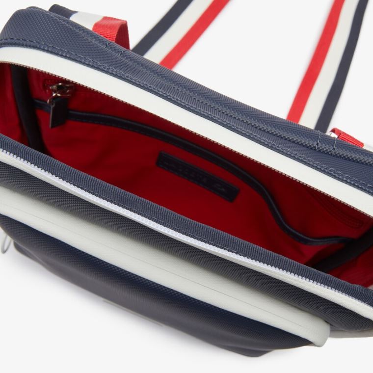 Lacoste Classic Tricolour Shoulder Reima And Badge Crossbody Bag Marineblå Blå Hvite Rød | UJ0VYtBJ