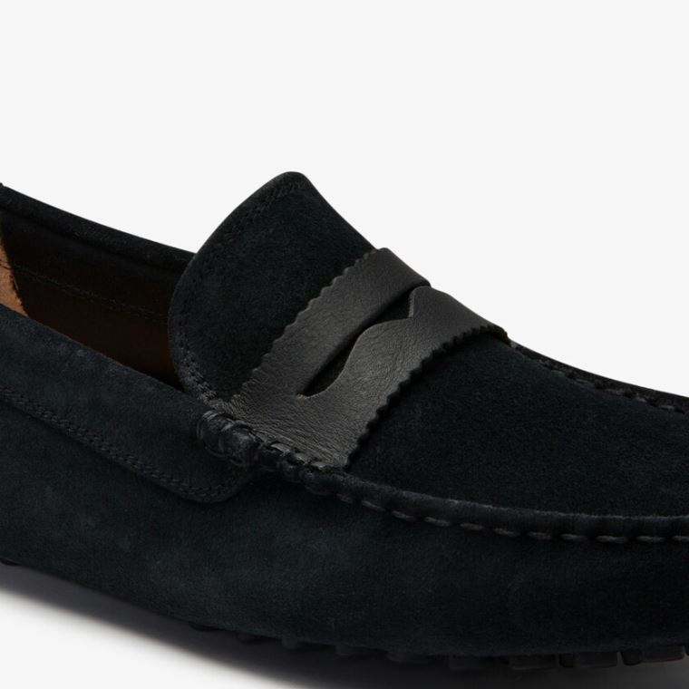 Lacoste Concours Nautic Semsket Skinn Loafers Svarte Svarte | UkLiCn9D